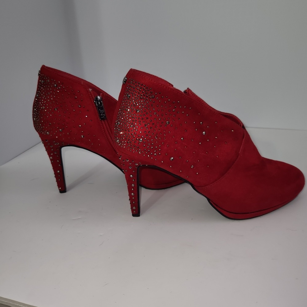 Jones New York Montrose Studded Red Maroon Booties Sz 9.5, 4in Heels EUC - Picture 4 of 16